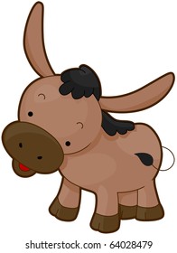 Illustration of a Cute Donkey Flashing a Smile