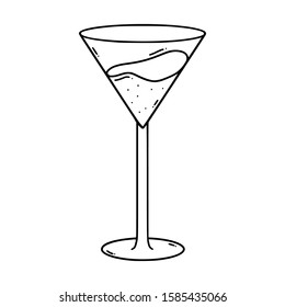 Illustration of cute doodle a cocktail,champagne glass. 