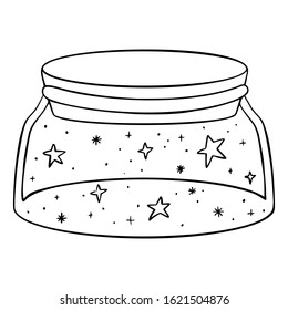Illustration of a cute  doodle jar with wishing stars inside?