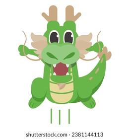 Illustration of a cute dragon character _ jump
