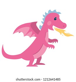 Illustration of cute dragon with fire on the mouth