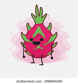 An illustration of Cute Dragon Fruit Mascot Character
