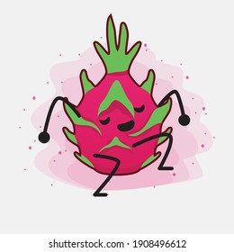 An illustration of Cute Dragon Fruit Mascot Character