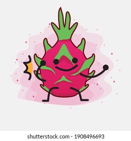 An illustration of Cute Dragon Fruit Mascot Character