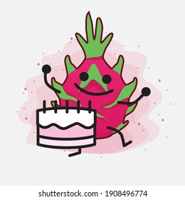 An illustration of Cute Dragon Fruit Mascot Character