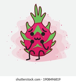 An illustration of Cute Dragon Fruit Mascot Character
