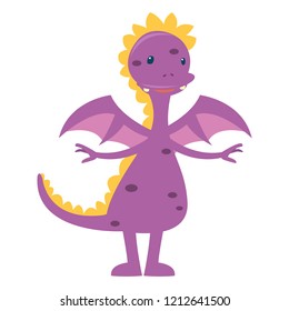 Illustration of cute dragon try to fly
