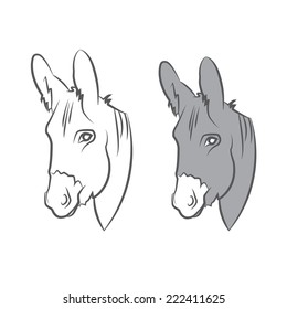 Illustration cute draw donkey. Vector