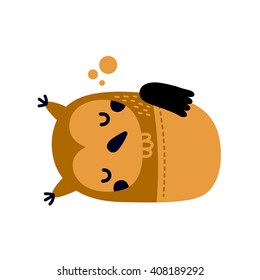 Illustration of cute dreaming owl bird. 