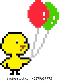 illustration of cute duck and balloon