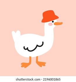 Ilustración de un lindo pato en el sombrero