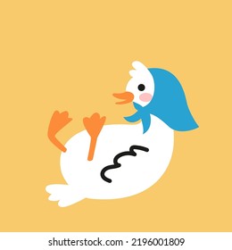 Ilustración de un lindo pato con velo