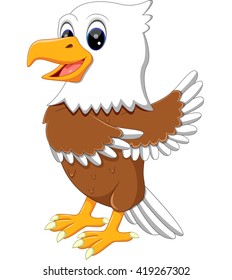 illustration of cute eagle cartoon