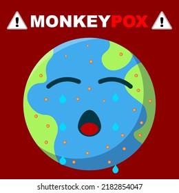 illustration of cute earth character suffering from monkeypox virus