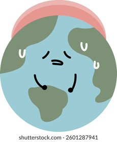 Illustration of cute Earth characters undergoing global warming