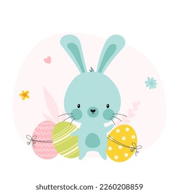 Illustration of cute Easter Bunny and eggs