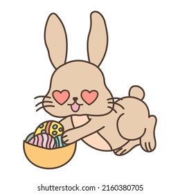 Illustration of a cute easter bunny. Cute little illustration of rabbit for kids, baby book, fairy tales, covers, baby shower invitation, textile t-shirt. Vector illustration of a cute animal.