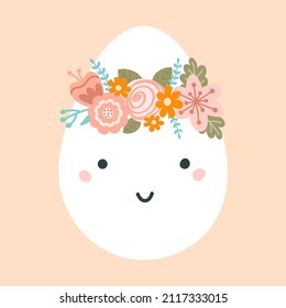 Illustration süße Osterei in Pastellfarben. Frühlingscharakter mit Feuerblumen. Vektorgrafik