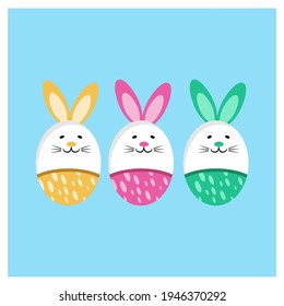 
ILLUSTRATION OF THE CUTE AND CUTE EASTER EGG VECTOR, YELLOW - PINK AND TOSKA GREEN - BLUE BACKGROUND