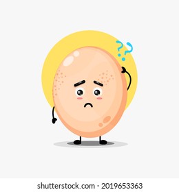 Illustration of a cute egg being confused