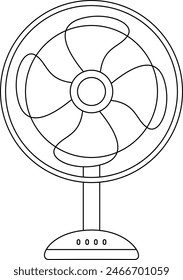 Illustration of a cute electric fan isolated on white background coloring page. Black and white outline vector cartoon character colouring book