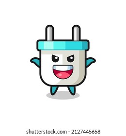the illustration of cute electric plug doing scare gesture , cute style design for t shirt, sticker, logo element