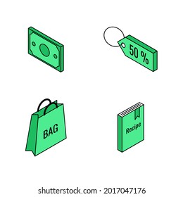 Illustration cute elements of Shopping
