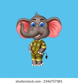 illustration of cute elephant cartoon posing, vector isolated