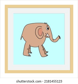 Illustration of a cute elephant. An illustration made by children with their imagination. Suitable for decorating children's rooms, wall posters, printing t-shirts, etc