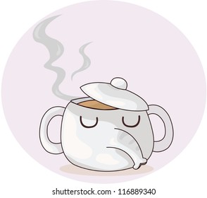illustration of cute elephant teapot