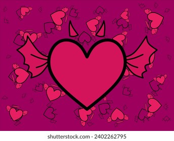 Illustration cute evil's heart Vector icon vector design