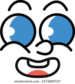 illustration cute face retro art style