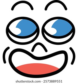illustration cute face retro art style