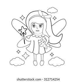 illustration of a cute fairy outlined