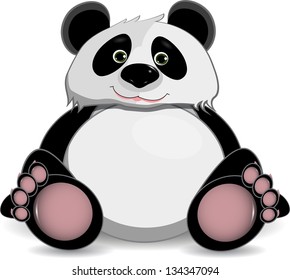 illustration cute fat panda on a white background