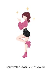 Illustration of cute female k-pop idol