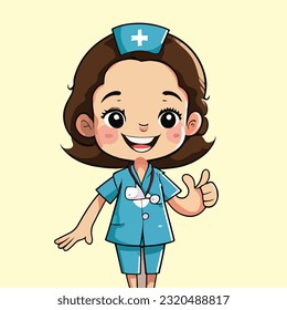 illustration of cute female nurse gesturing with a smile