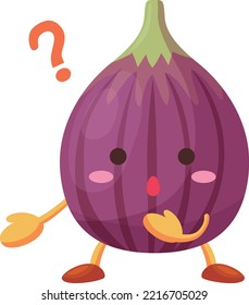 Illustration einer süßen Feigenfigur mit eigenartigem Gesicht