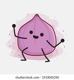 An illustration of Cute Fig Fruit Mascot Character