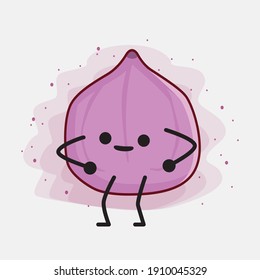 An illustration of Cute Fig Fruit Mascot Character