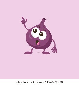 Illustration of cute fig staring mascot isolated on light background. Flat design style for your mascot branding.
