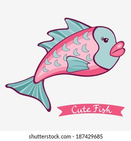 Illustration of cute fish character