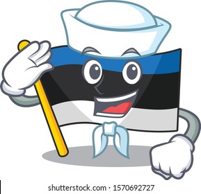 Illustration of Cute flag estonia cartoon Sailor character
