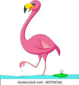 illustration of cute flamingo cartoon