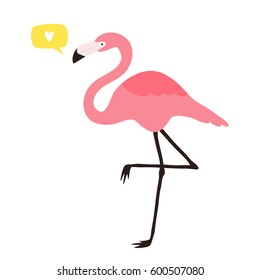 illustration of cute flamingo on white background. can be used for greeting cards, invitations, posters