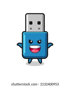 la ilustración de la unidad flash lindo usb haciendo gesto de miedo, diseño de estilo lindo para camiseta, pegatina, elemento logotipo