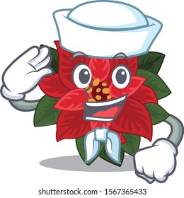 Illustration of Cute flower poinsettia cartoon Sailor character