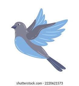 Illustration of cute flying bird. Image of birdie in simple style.