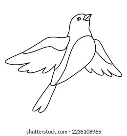 Illustration of cute flying bird. Image of birdie in simple style.