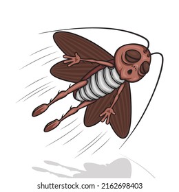Illustration Of Cute Flying Cockroach Cartoon